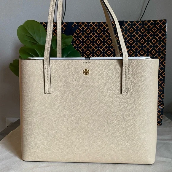 New, tory burch Blake center zip tote bag soft serve/bay gray - Picture 4 of 14